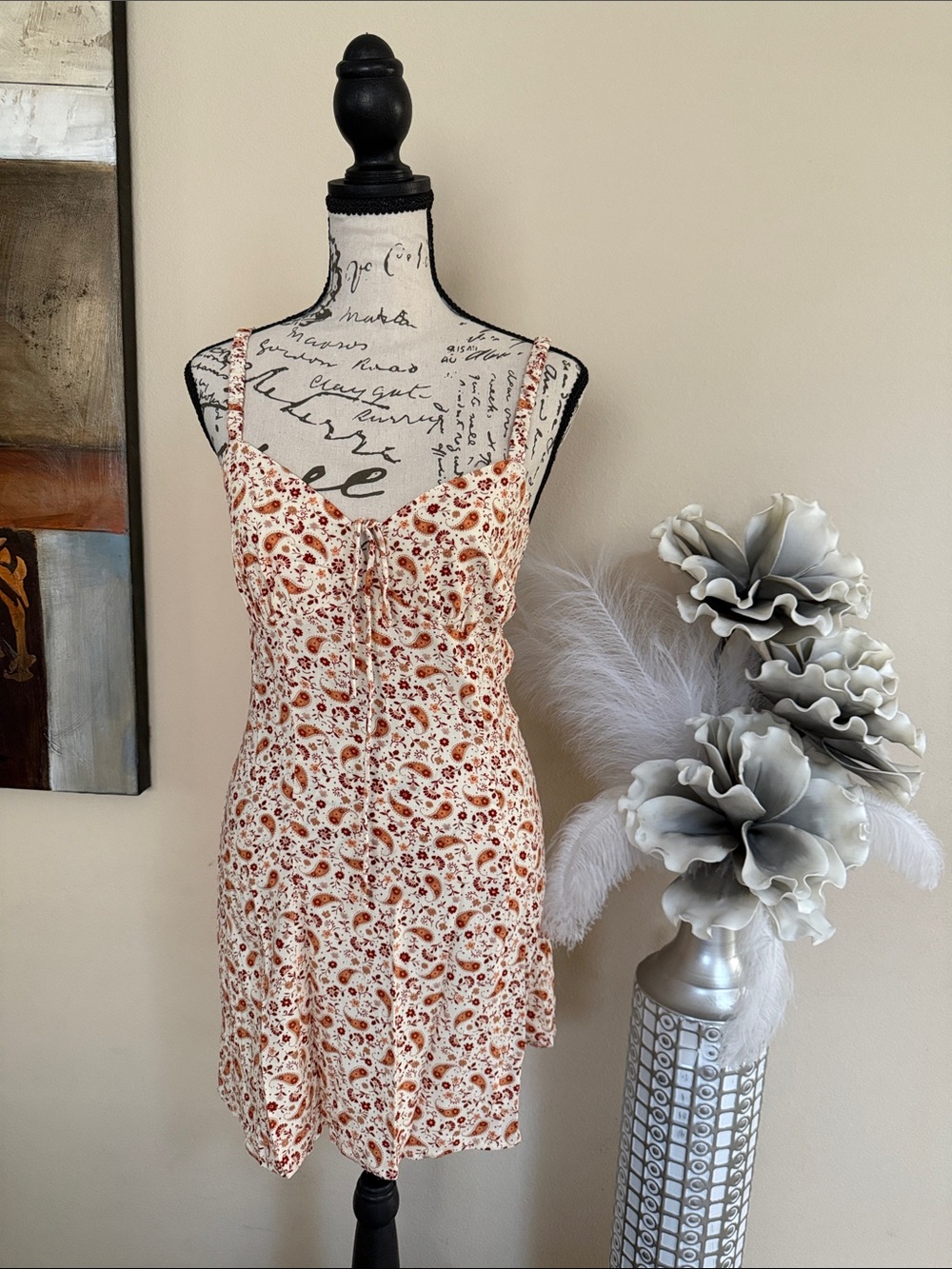 Women’s Cream Floral Paisley Sundress - Lightweight Summer Dress